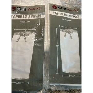 Tapered Aprons Set Of 2 White Chef Works LCBA Polycotton Reversible Durable NWT